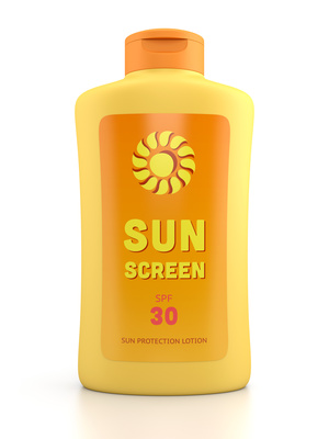 Sunscreen bottle isolated on white